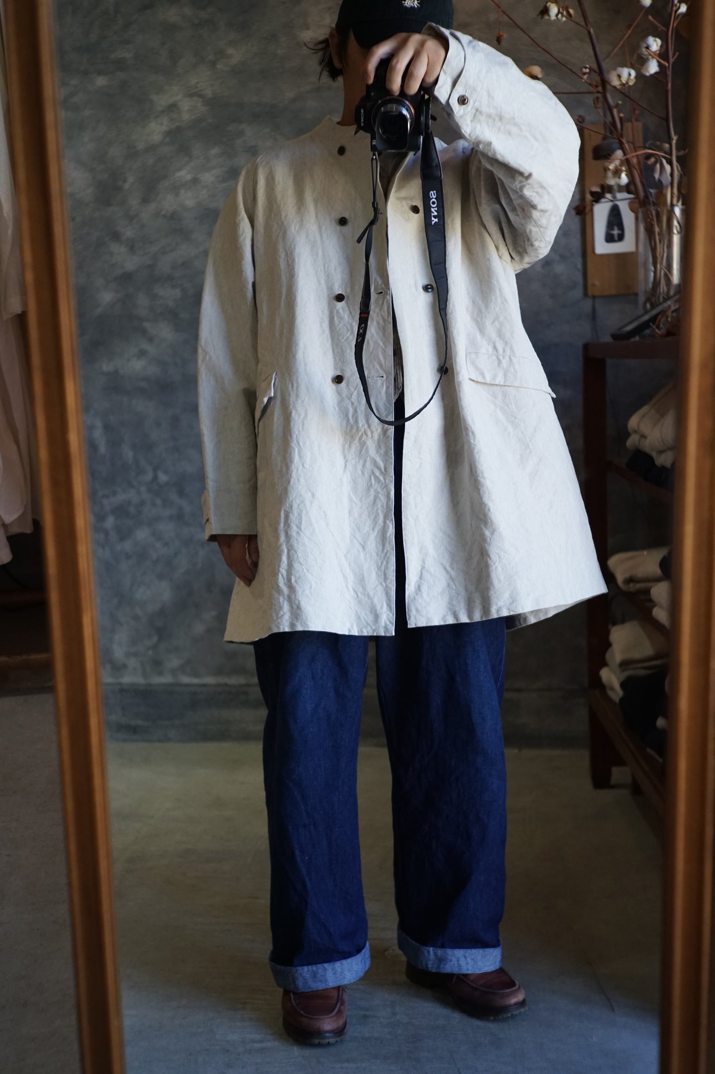 1タックイージーパンツコットンリネンデニム