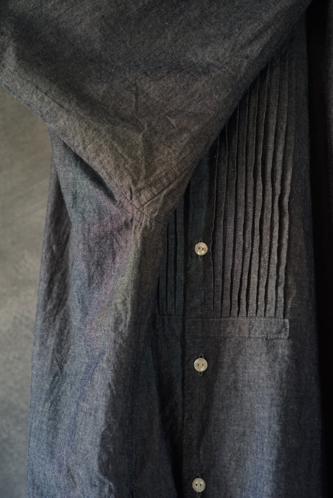 ピンタックシャンブレーシャツチュニック