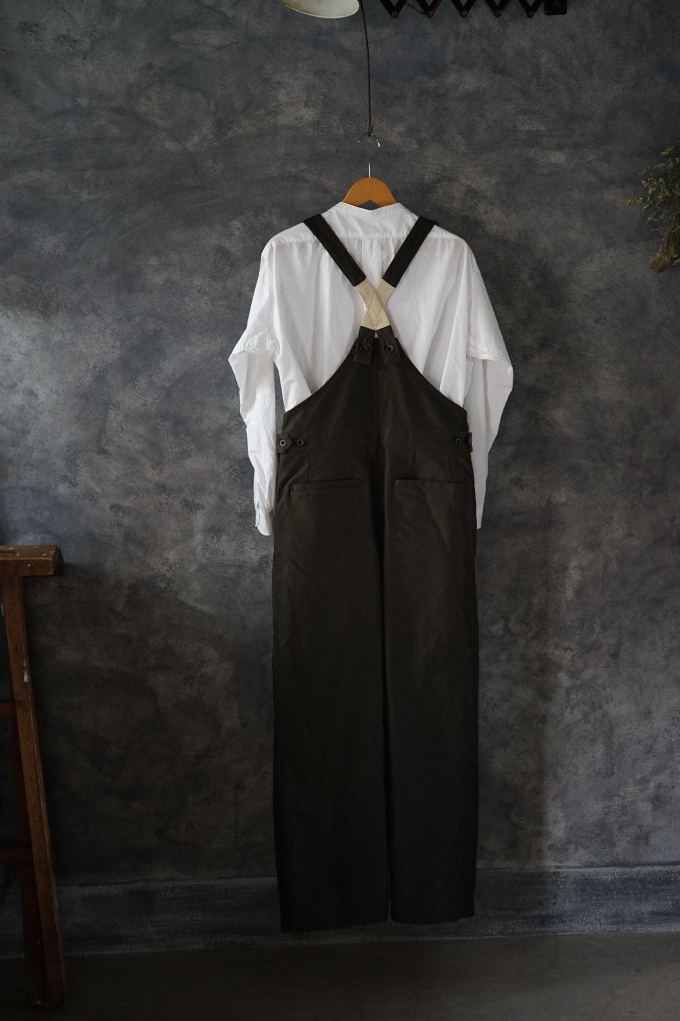 Giza cotton moleskin overalls straight type