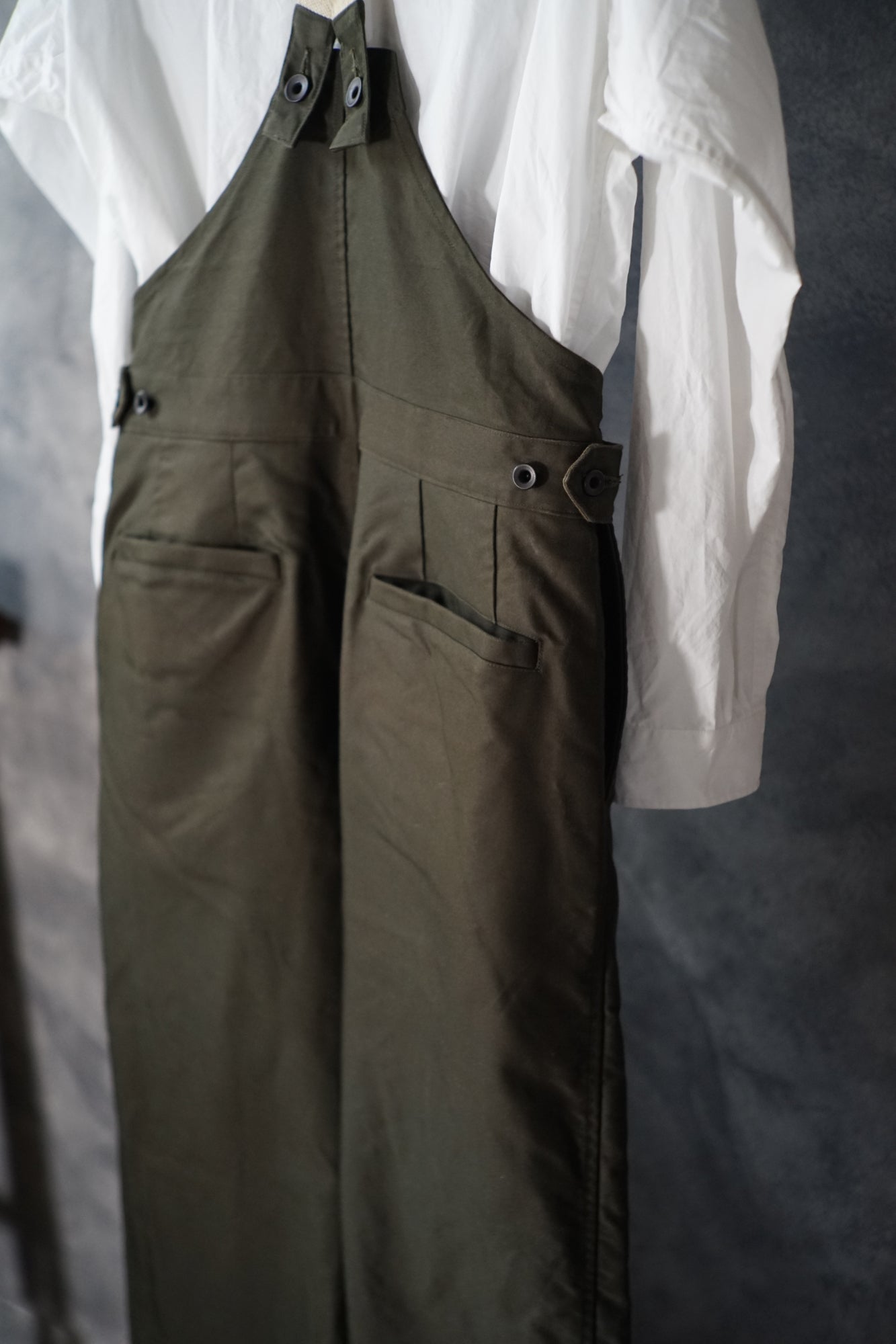 Giza cotton moleskin overalls straight type