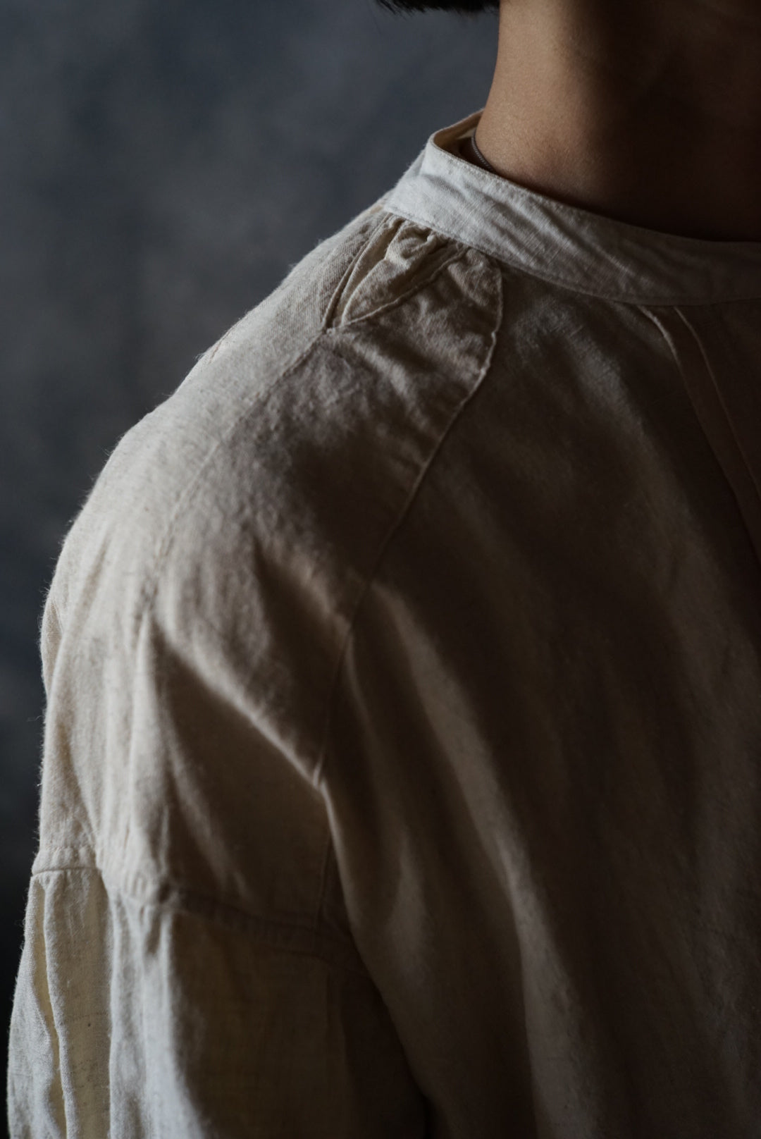 ヘンプクレリックフレンチアンティークシャツワンピース