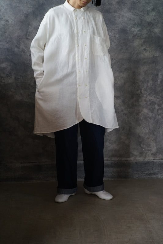 【NEW】高密度リネンダブルブレストチュニック(上襟あり)