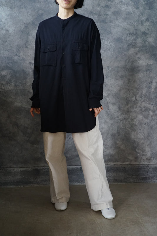 【NEW】ウォッシャブルウールロングミリタリーシャツ