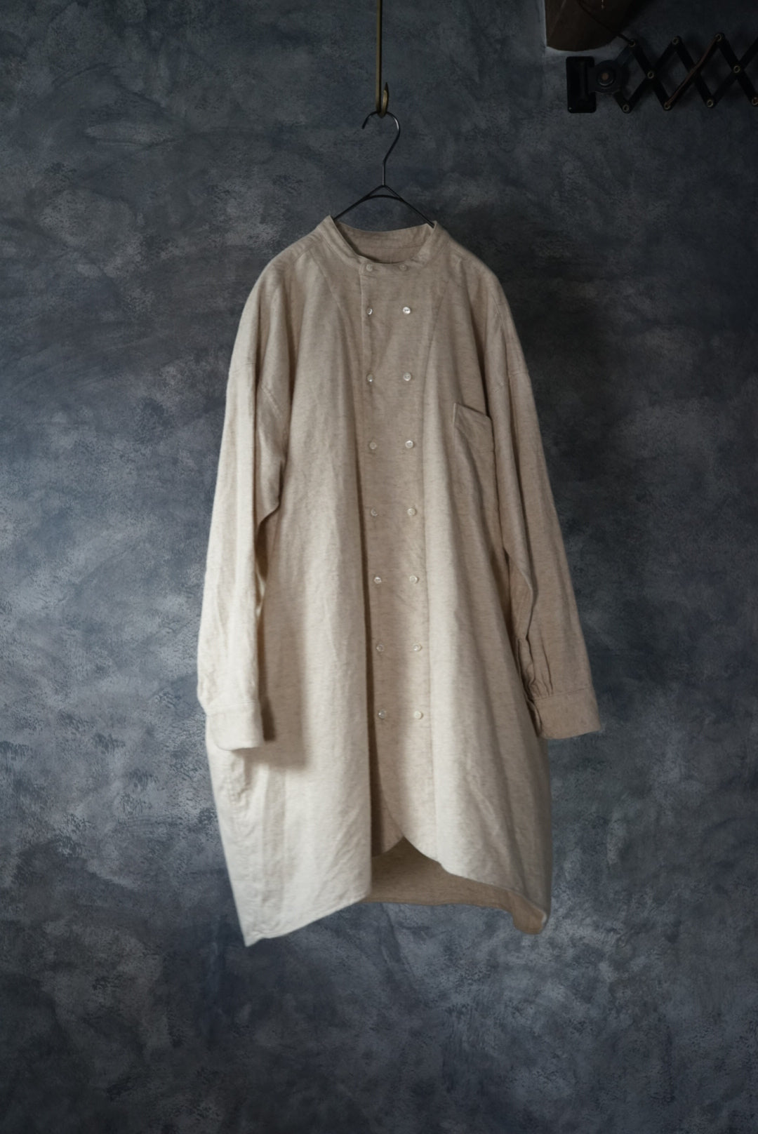 Organic cotton linen flannel double-breasted tunic
