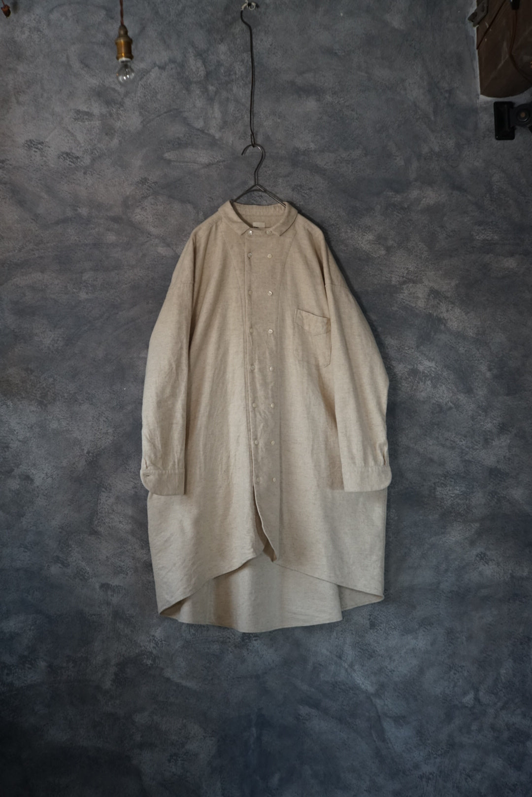 Organic cotton linen flannel double-breasted tunic