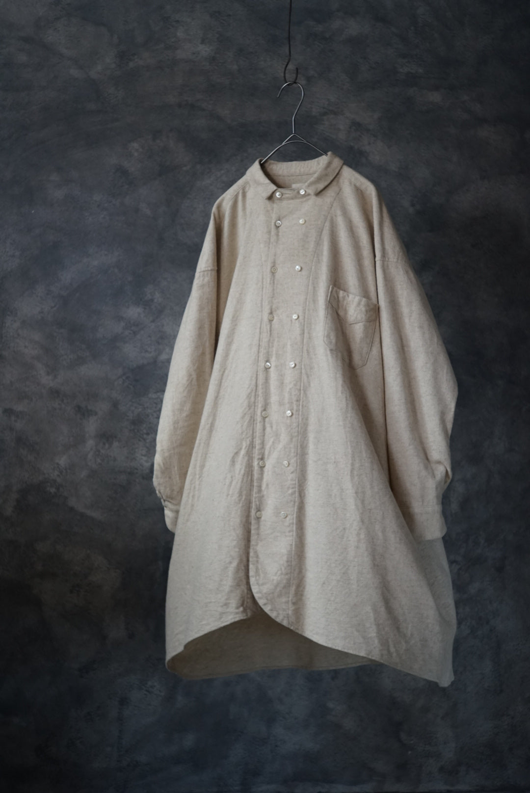 Organic cotton linen flannel double-breasted tunic