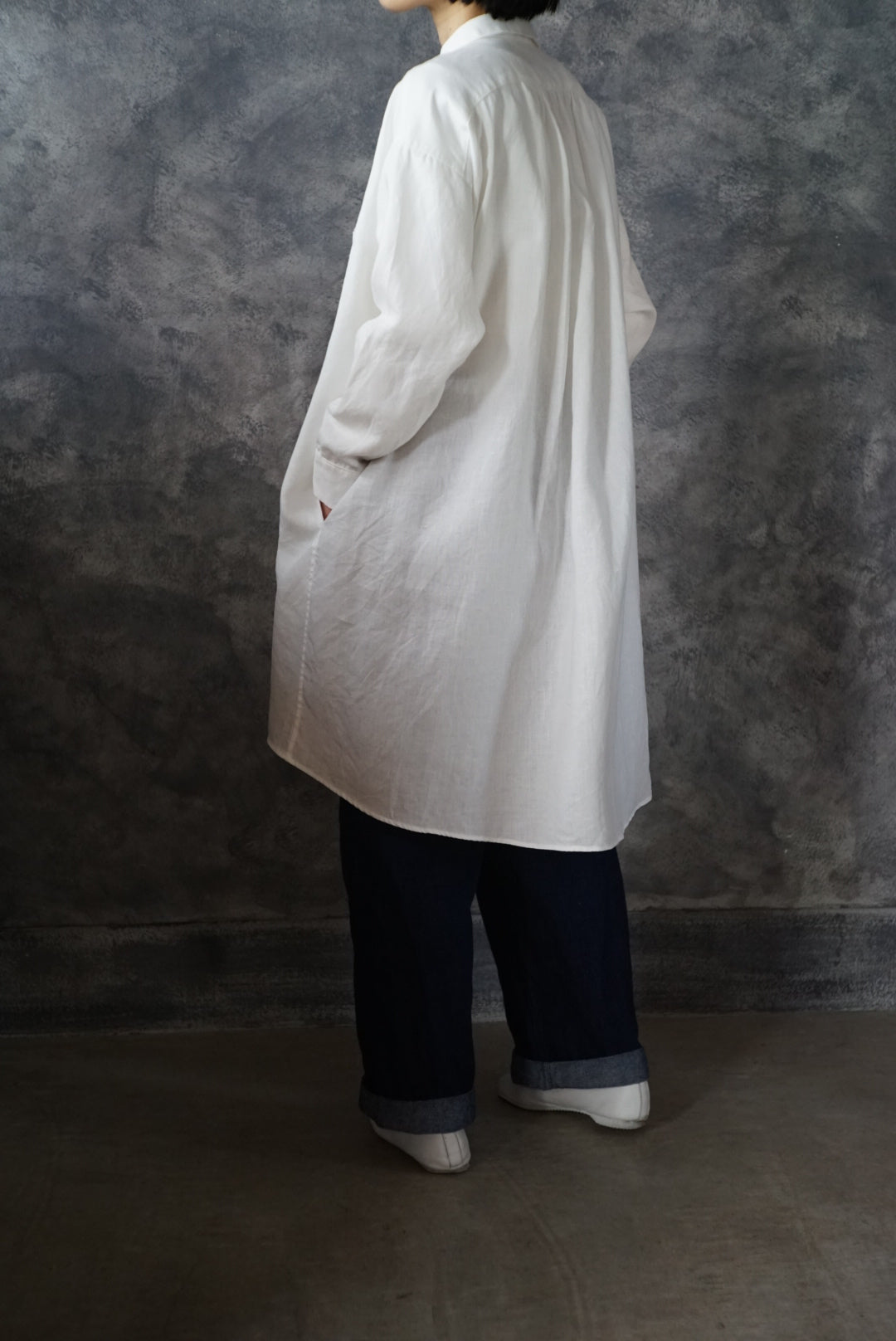 【NEW】高密度リネンダブルブレストチュニック(上襟あり)