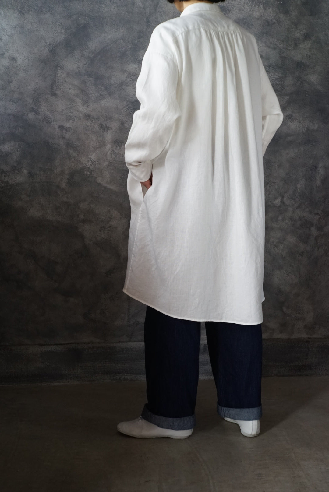 【NEW】高密度リネンダブルブレストチュニック(上襟あり)