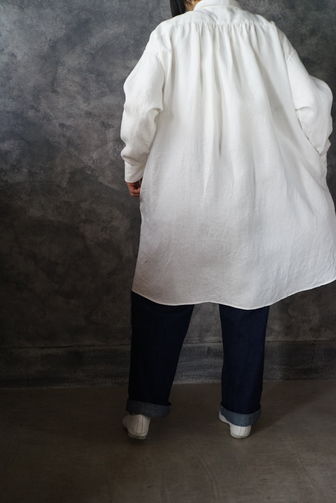 【NEW】高密度リネンダブルブレストチュニック(上襟あり)
