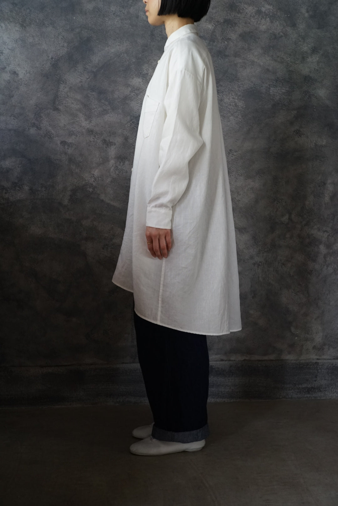 【NEW】高密度リネンダブルブレストチュニック(上襟あり)