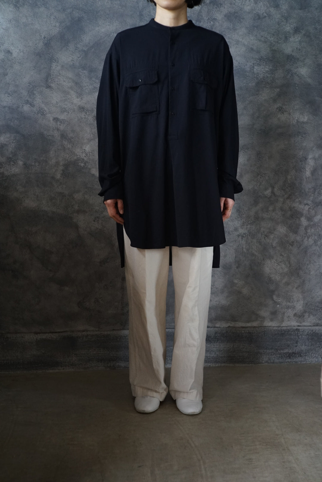 【NEW】ウォッシャブルウールロングミリタリーシャツ