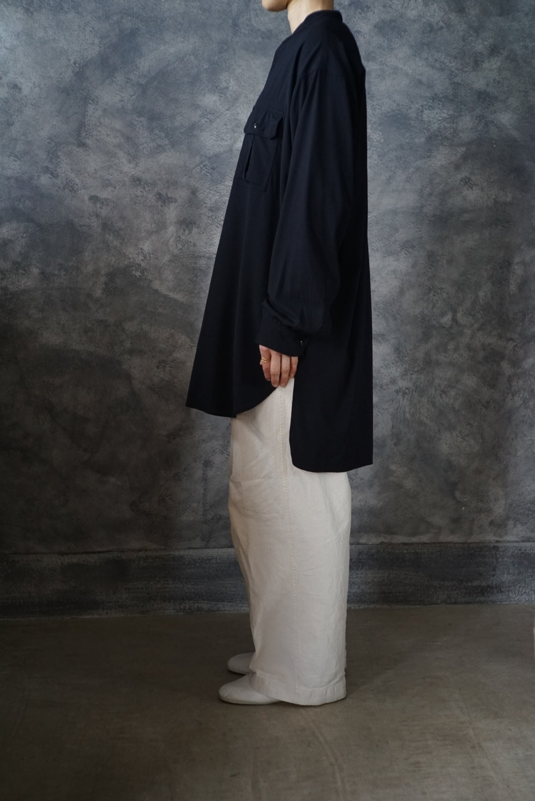 【NEW】ウォッシャブルウールロングミリタリーシャツ