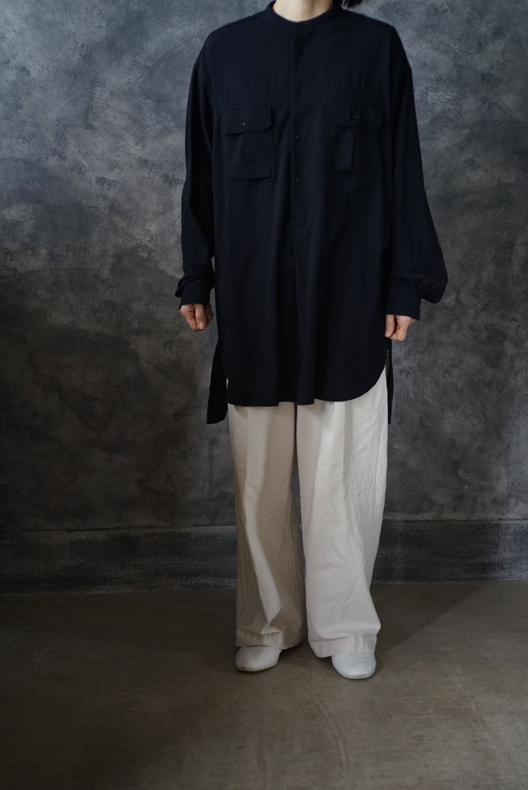 【NEW】ウォッシャブルウールロングミリタリーシャツ