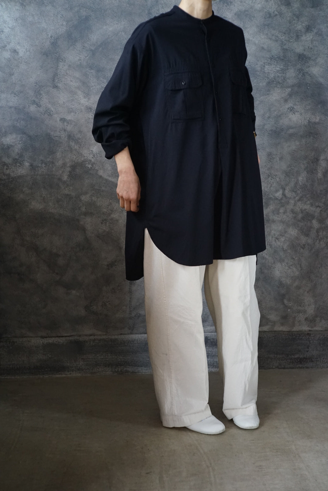 【NEW】ウォッシャブルウールロングミリタリーシャツ