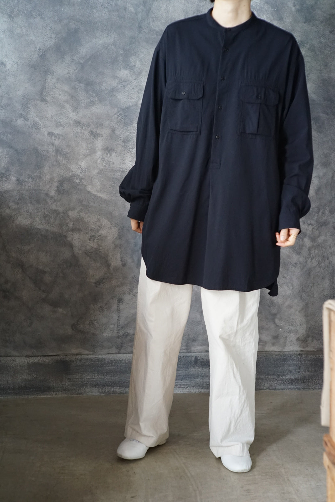 【NEW】ウォッシャブルウールロングミリタリーシャツ