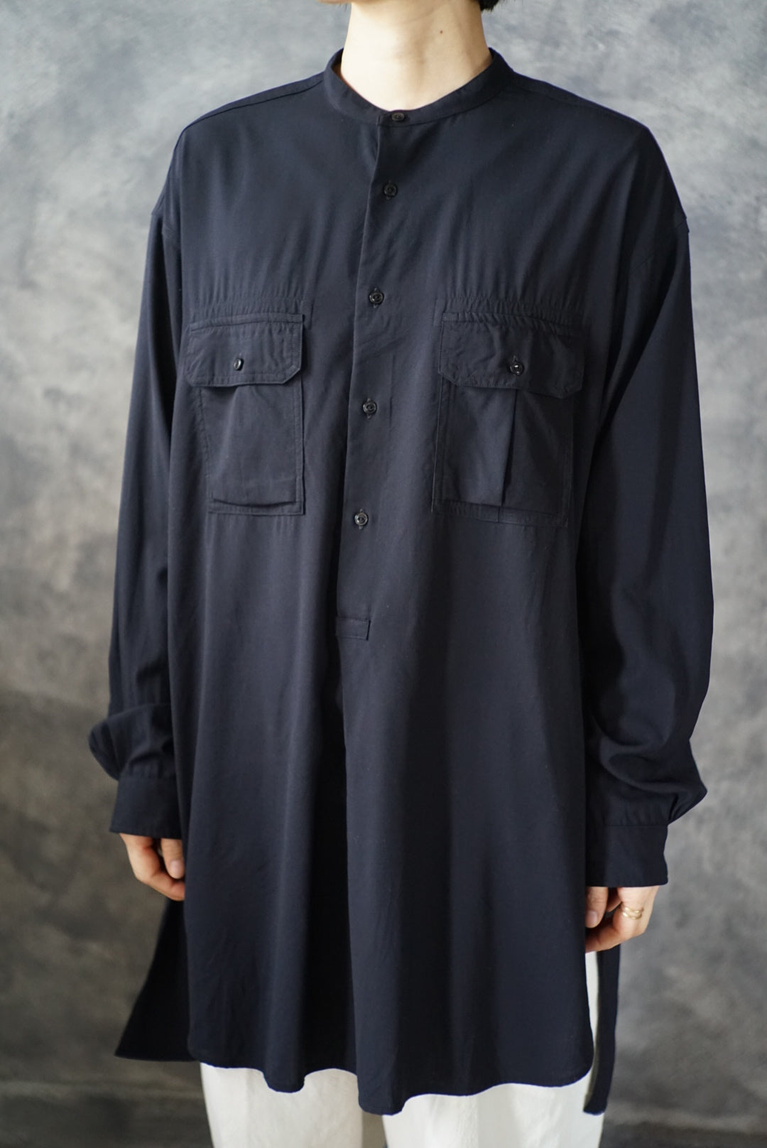 【NEW】ウォッシャブルウールロングミリタリーシャツ
