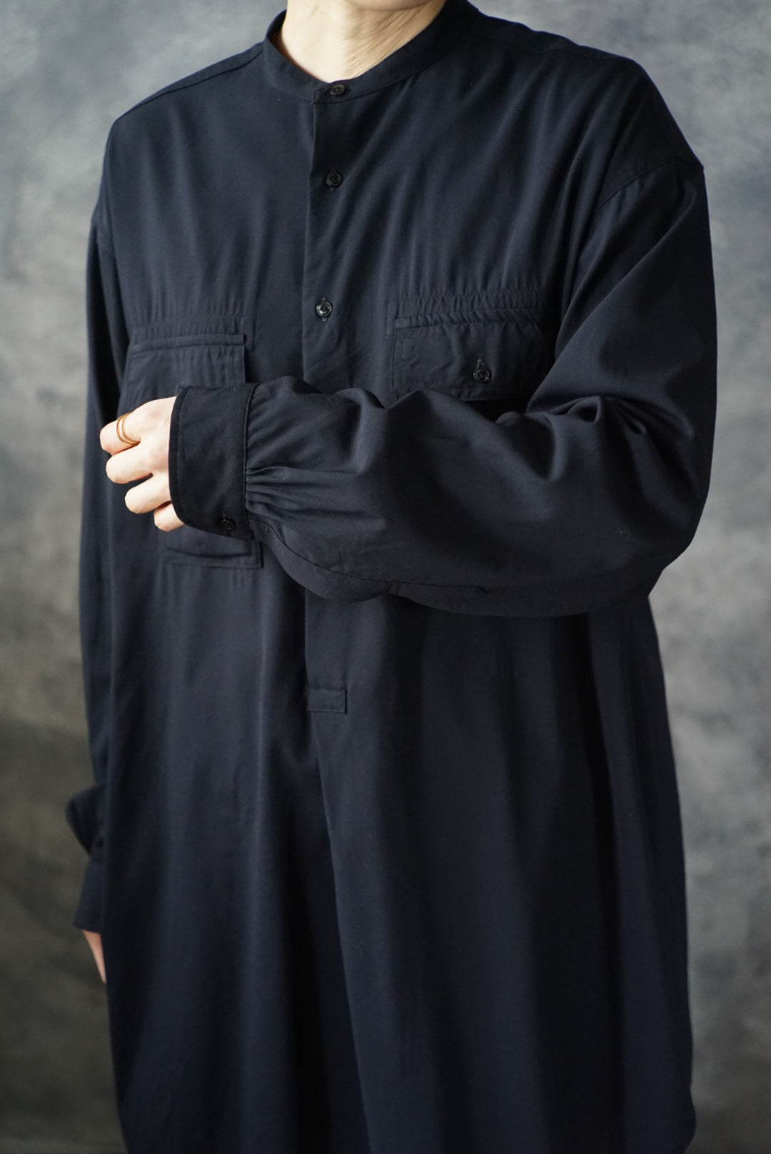 【NEW】ウォッシャブルウールロングミリタリーシャツ