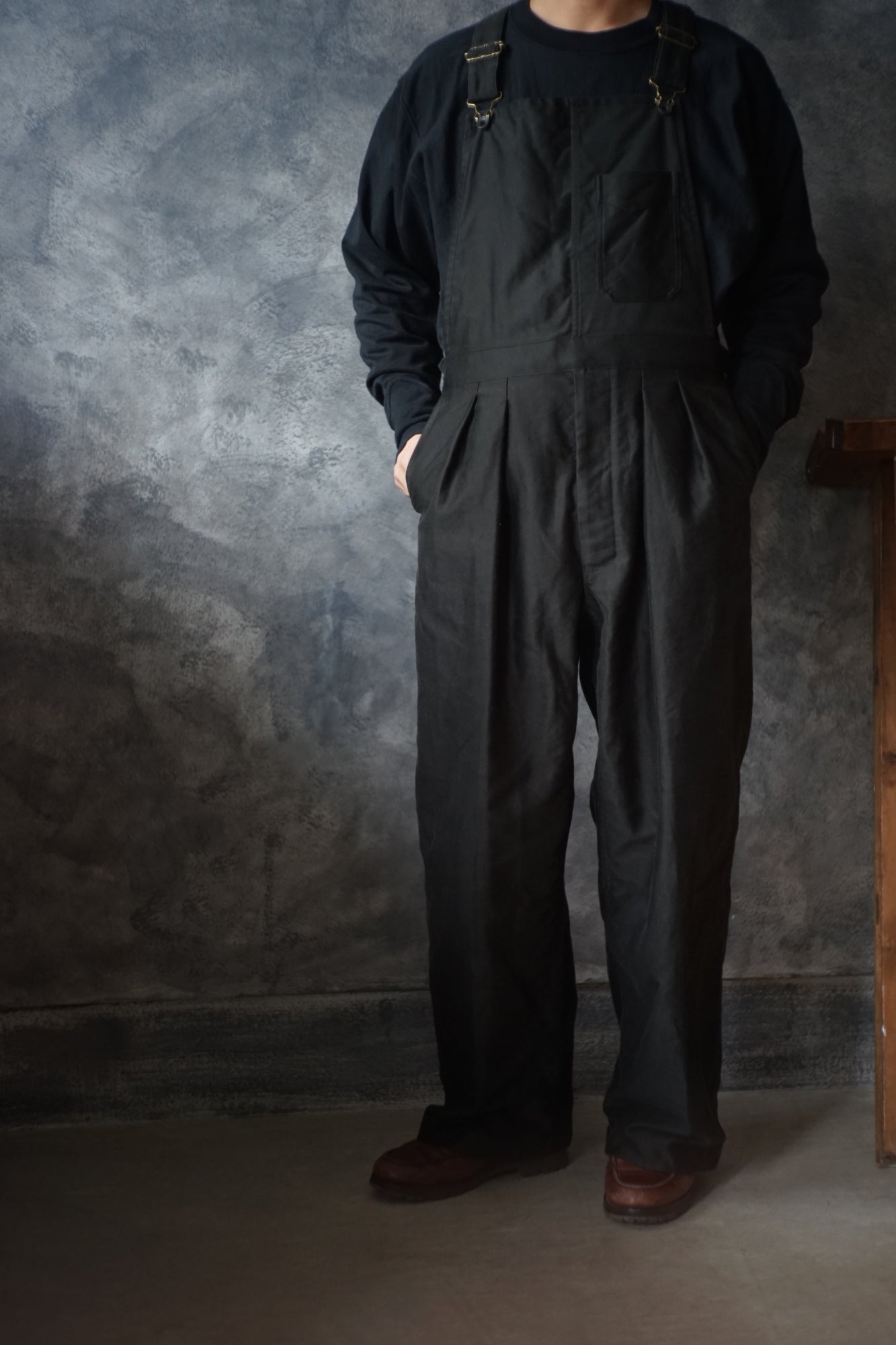 Giza cotton moleskin overalls straight type