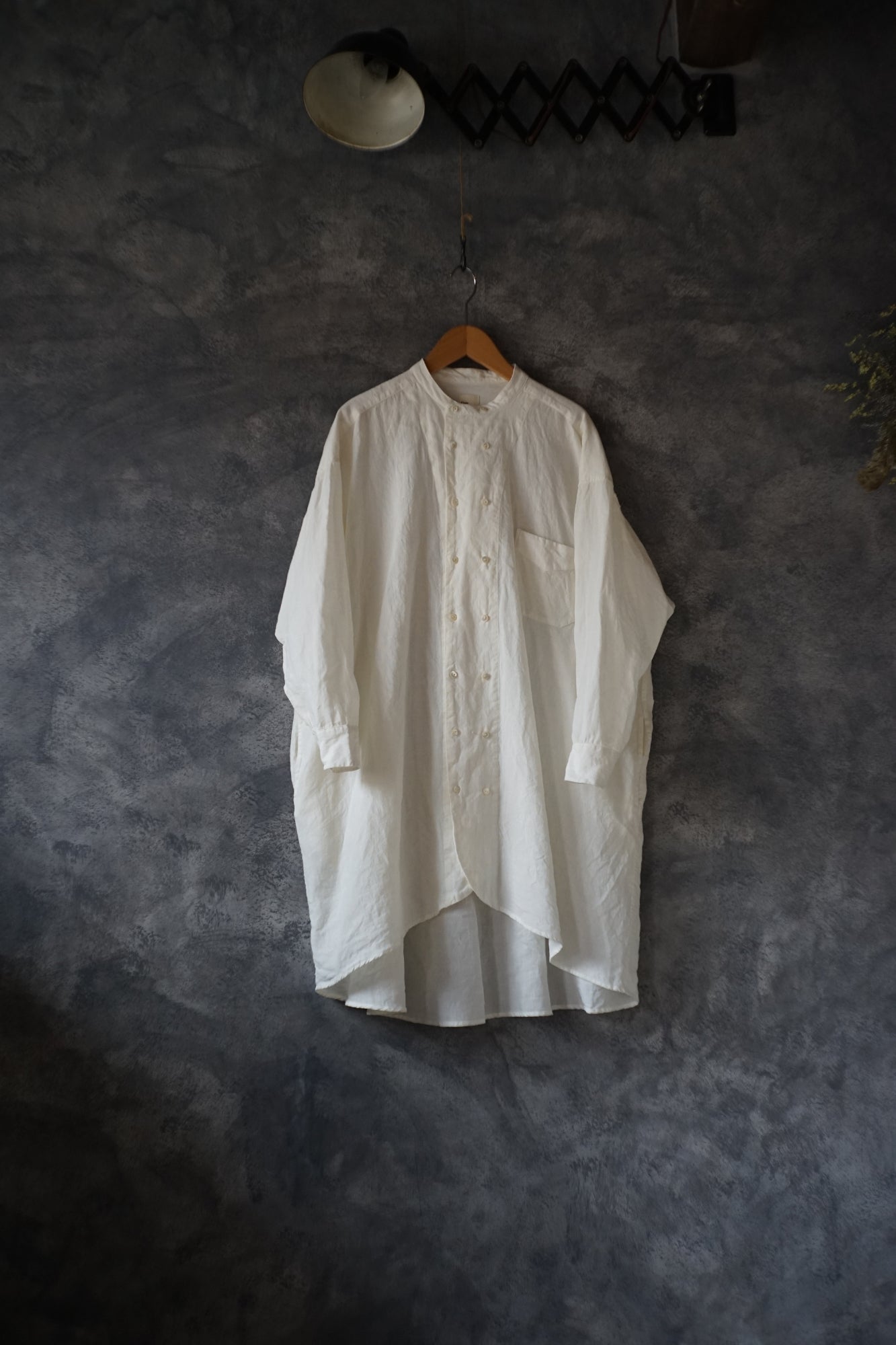 High-count linen double-breasted shirt tunic