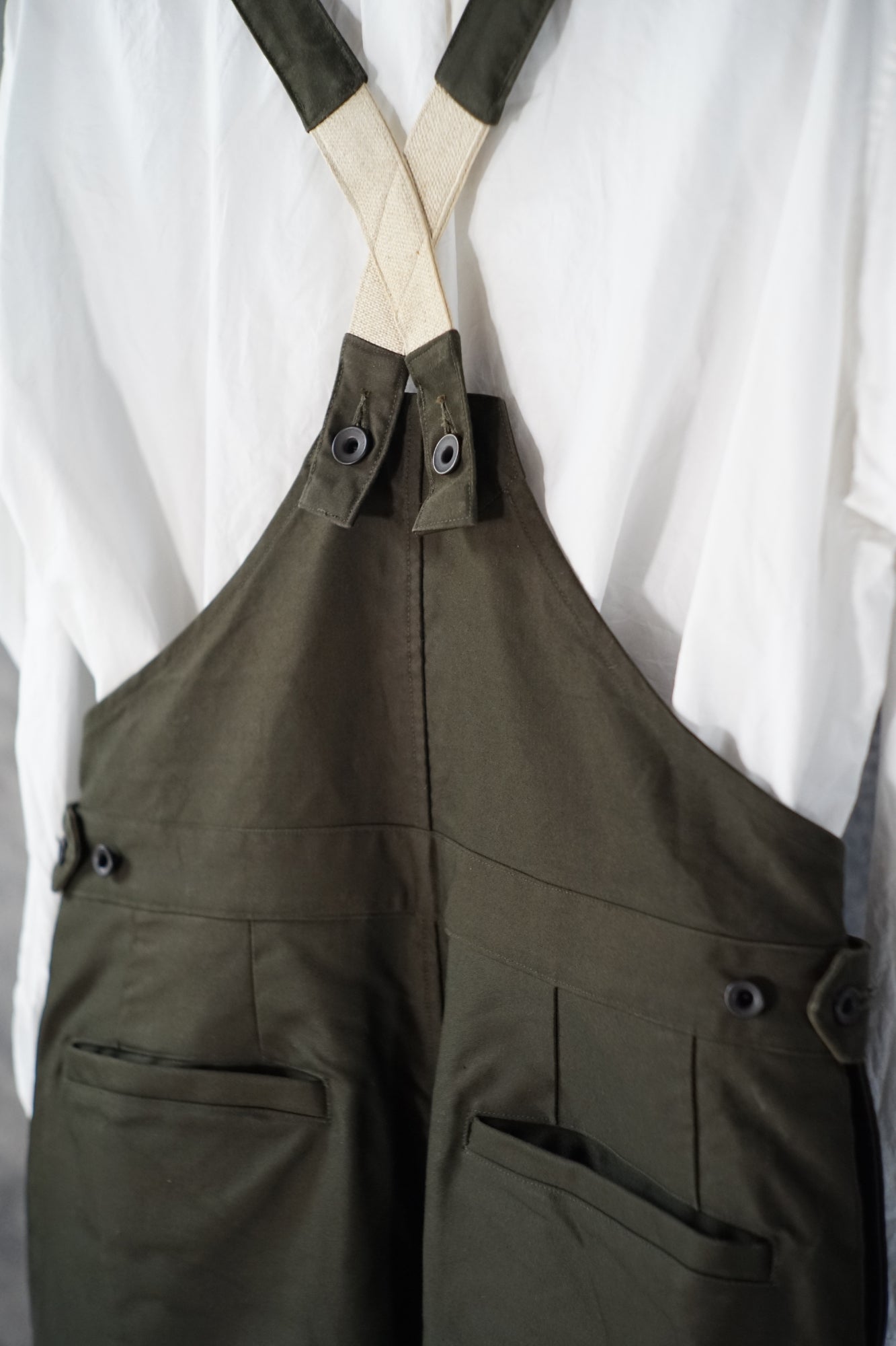 Giza cotton moleskin overalls straight type