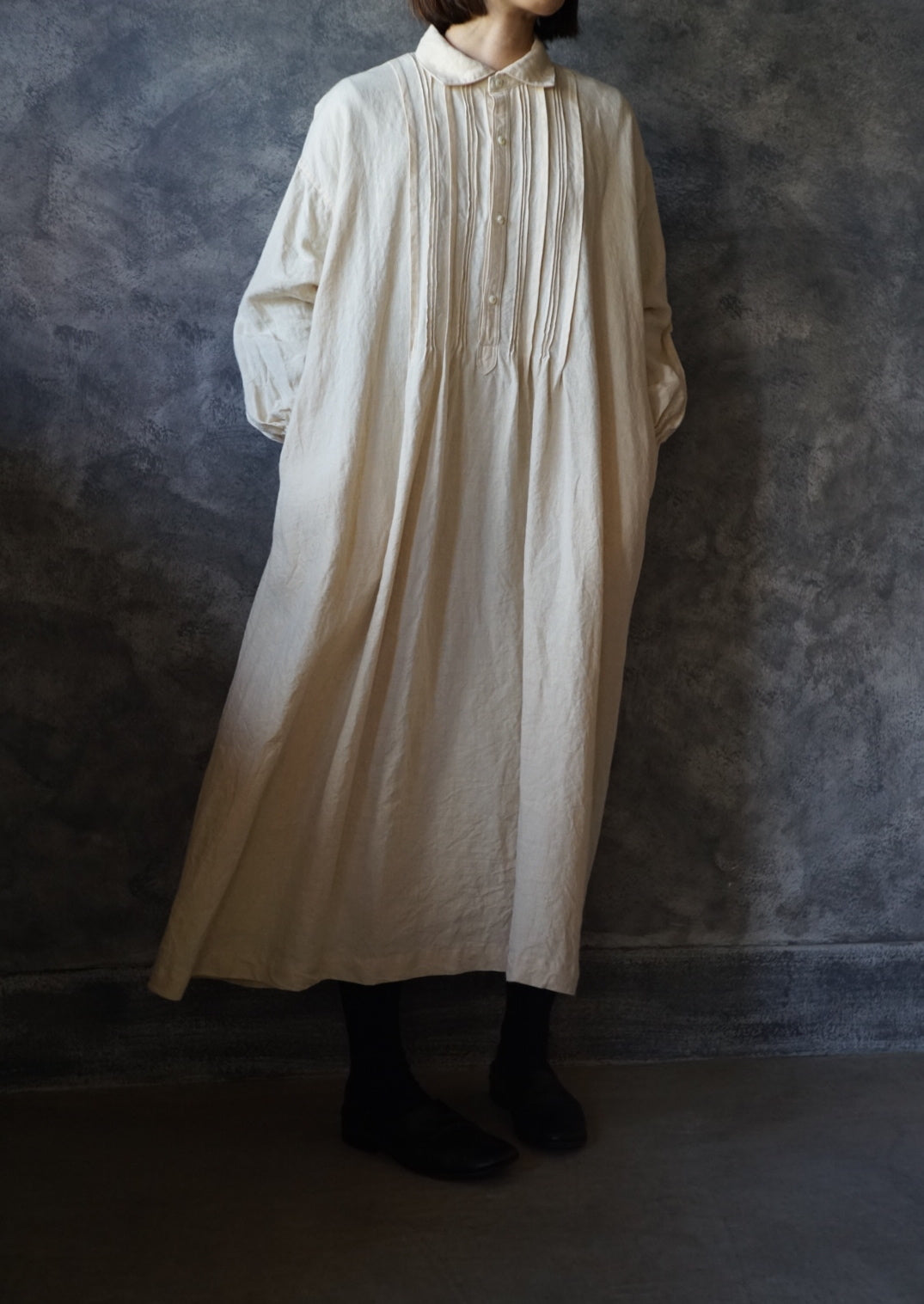 Hemp antique pintuck dress