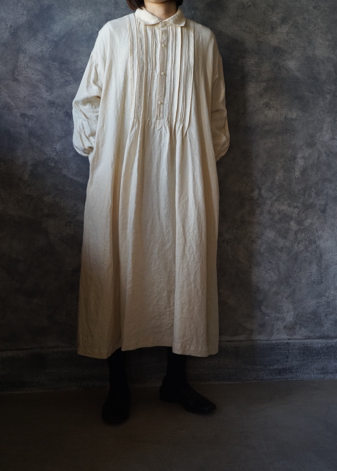 Hemp antique pintuck dress