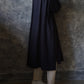 High count linen dress with stand collar bib 