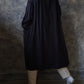 High count linen dress with stand collar bib 